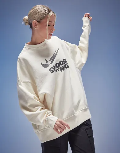 Nike Swoosh Oversized Crew Sweatshirt - Beige - Womens