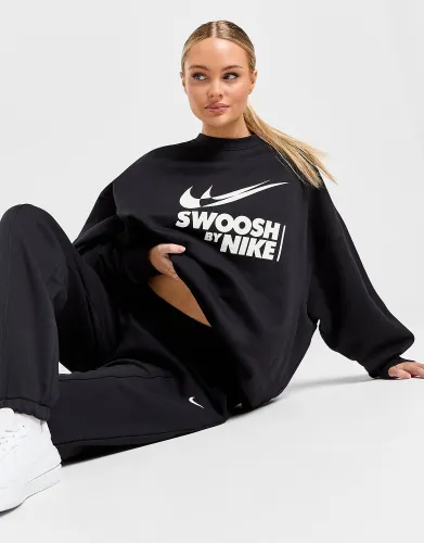 Nike Swoosh Oversized Crew Sweatshirt - Black - Womens