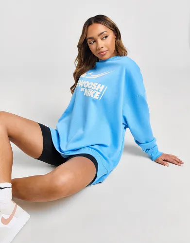 Nike Swoosh Oversized Crew Sweatshirt - Blue - Womens