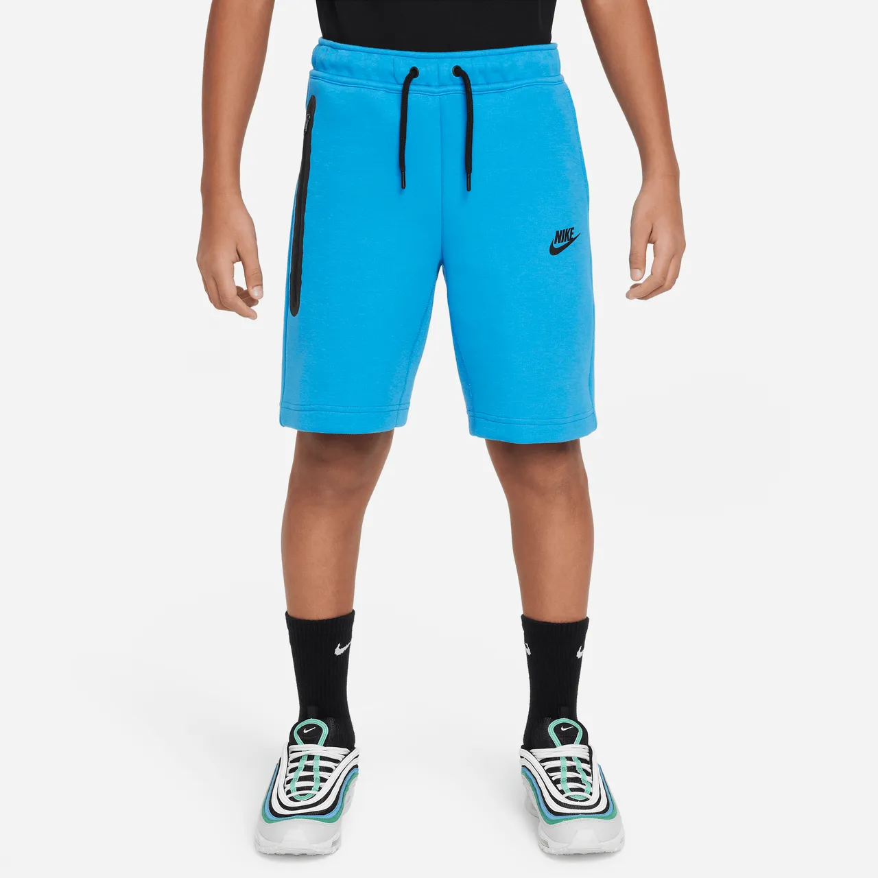 Nike Tech Fleece Older Kids' (Boys') Shorts - Blue - Cotton