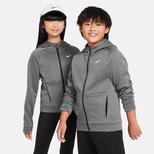 Nike Therma-FIT Older Kids' Full-Zip Hoodie - Black - Polyester