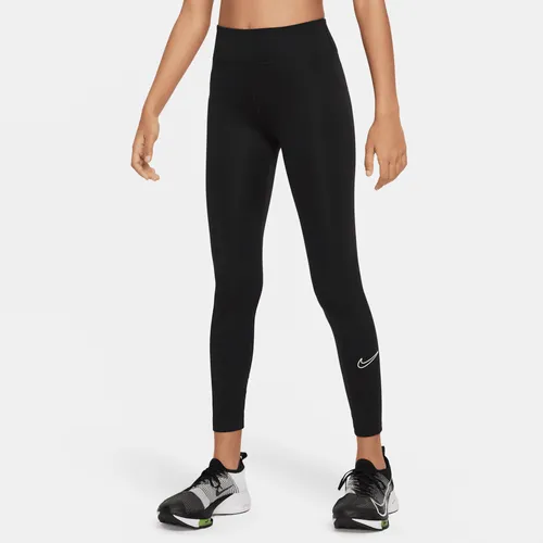 Nike Therma-FIT One Outdoor Play Older Kids' (Girls') High-Waisted Leggings - Black - Polyester