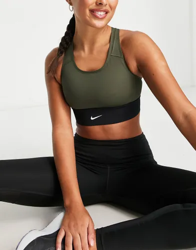 Nike Training Swoosh Dri-FIT long line medium support sports bra in green