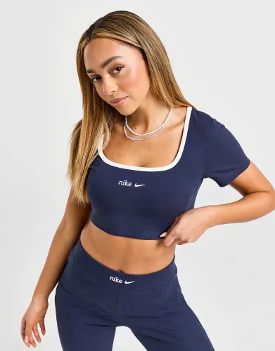 Nike Trend Ribbed Crop T-Shirt - Blue - Womens