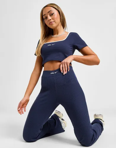Nike Trend Ribbed Flare Leggings - Blue - Womens