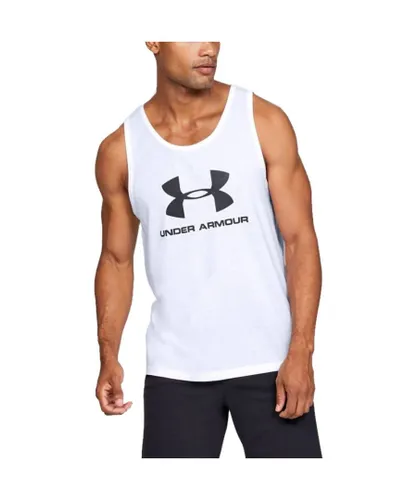Nike Under Armour Mens Sportstyle Logo Wicking Fitness Tank Top in White Jersey