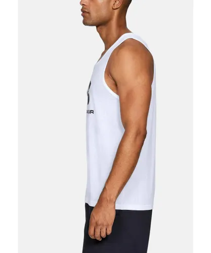 Nike Under Armour Mens Sportstyle Logo Wicking Fitness Tank Top in White Jersey