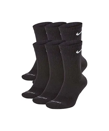 Nike Unisex Dri-Fit Everyday Cushion Crew Training Socks (6 Pairs) Black Cotton