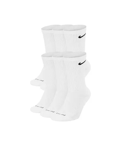 Nike Unisex Dri-Fit Everyday Cushion Crew Training Socks (6 Pairs) White Cotton