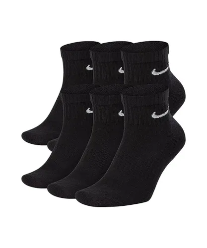 Nike Unisex Dry Cushion Everyday 6 Pairs Ankle Socks in Black Cotton