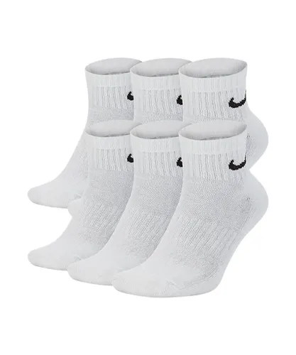 Nike Unisex Dry Cushion Everyday 6 Pairs Ankle Socks in White Cotton