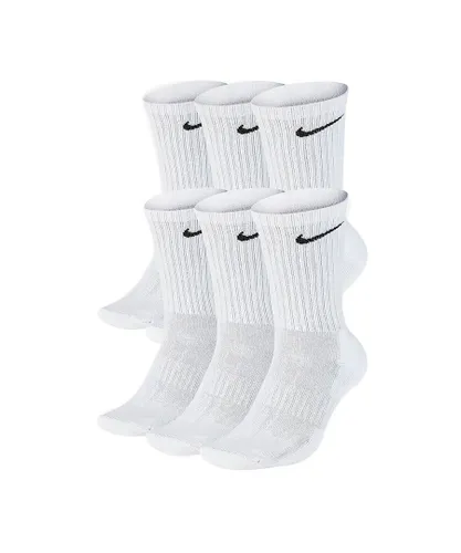 Nike Unisex Everyday Cushion Crew Training Socks (6 Pairs) in White Cotton