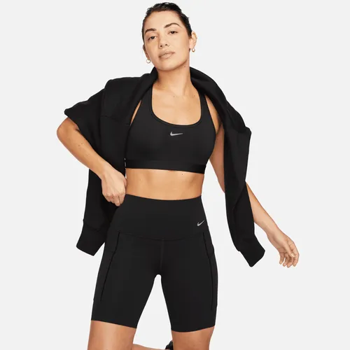 Nike Universa Women's Medium-Support High-Waisted 20cm (approx.) Biker Shorts with Pockets - Black - Nylon