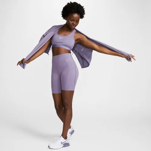 Nike Universa Women's Medium-Support High-Waisted 20cm (approx.) Biker Shorts with Pockets - Purple - Nylon