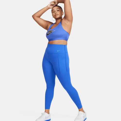 Nike Universa Women's Medium-Support High-Waisted 7/8 Leggings with Pockets - Blue - Nylon