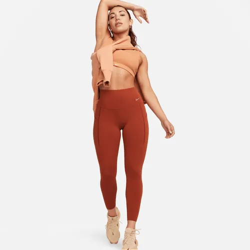 Nike Universa Women's Medium-Support High-Waisted 7/8 Leggings with Pockets - Orange - Nylon