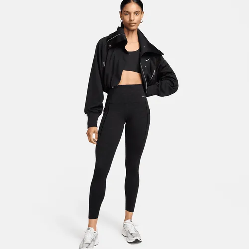 Nike Universa Women's Medium-Support High-Waisted 7/8 Printed Leggings with Pockets - Black - Nylon