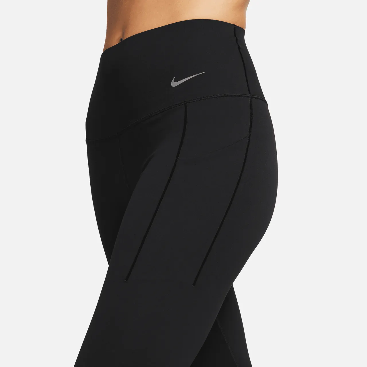 Nike Universa Women's Medium-Support High-Waisted Full-Length Leggings with Pockets - Black - Nylon