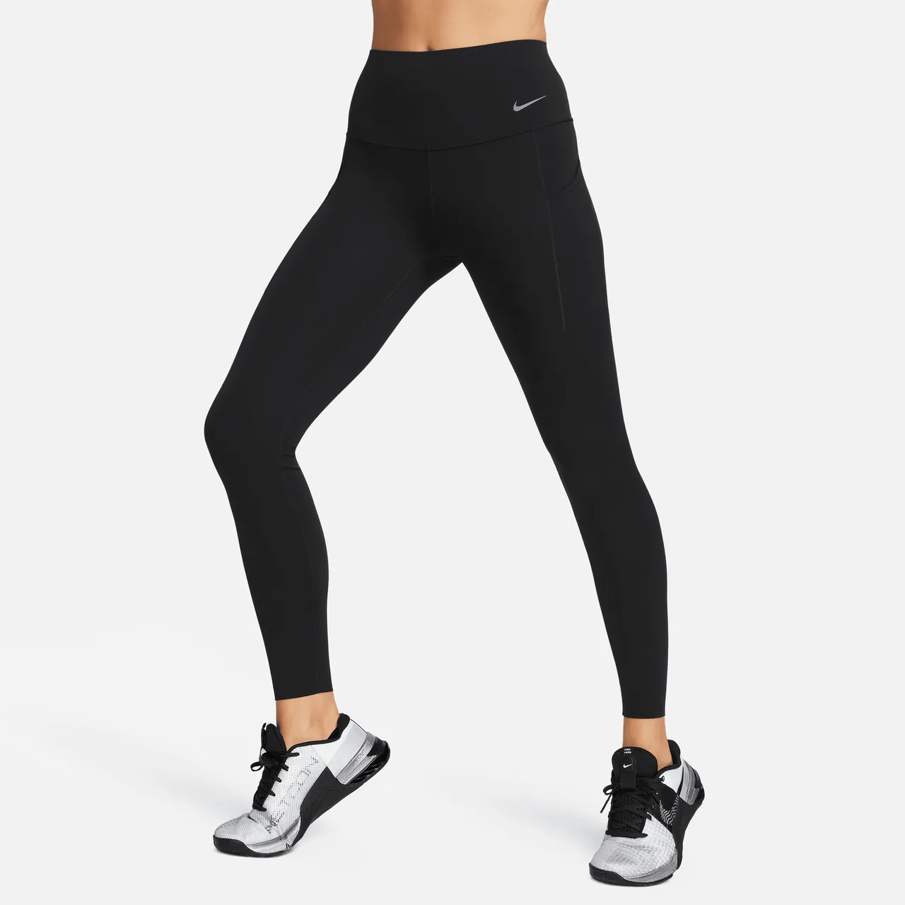 Nike Universa Women's Medium-Support High-Waisted Full-Length Leggings with Pockets - Black - Nylon