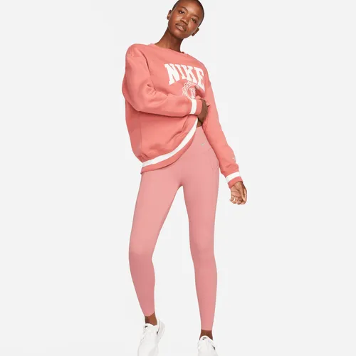 Nike Universa Women's Medium-Support High-Waisted Full-Length Leggings with Pockets - Pink - Nylon