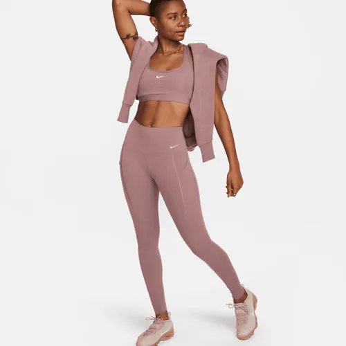 Nike Universa Women's Medium-Support High-Waisted Full-Length Leggings with Pockets - Purple - Nylon