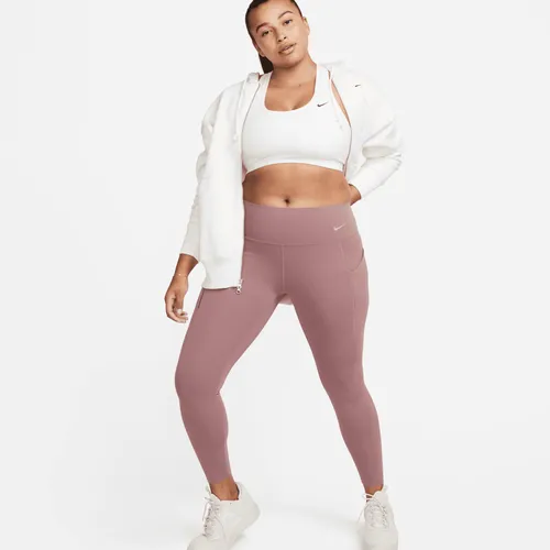 Nike Universa Women's Medium-Support Mid-Rise 7/8 Leggings with Pockets - Purple - Nylon