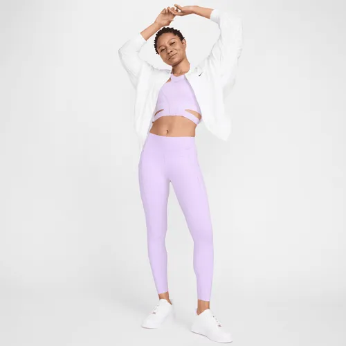Nike Universa Women's Medium-Support Mid-Rise 7/8 Leggings with Pockets - Purple - Nylon