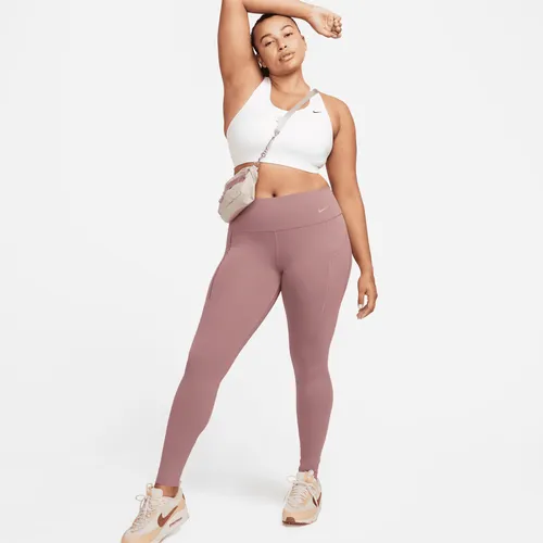 Nike Universa Women's Medium-Support Mid-Rise Full-Length Leggings with Pockets - Purple - Nylon