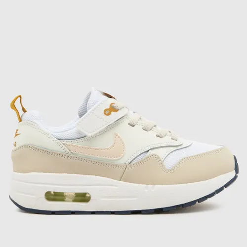 Nike White & Beige air max 1 Easy-on Junior Trainers