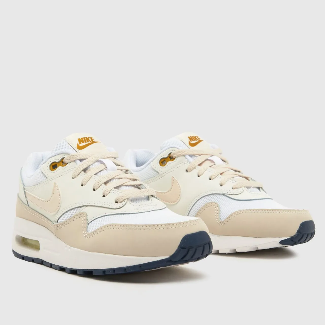 Nike White & Beige air max 1 Youth Trainers