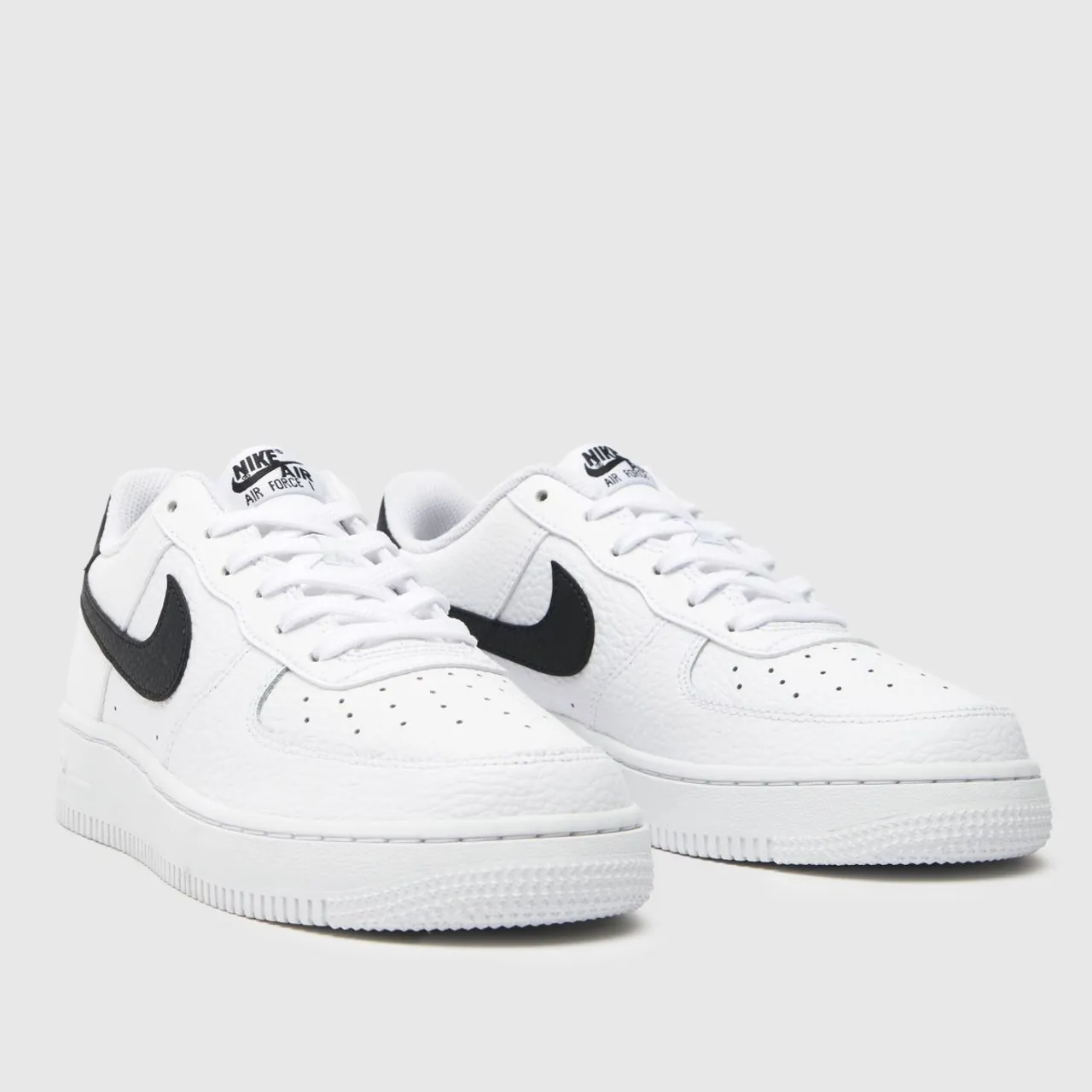 Nike White & Black Air Force 1 Youth Trainers