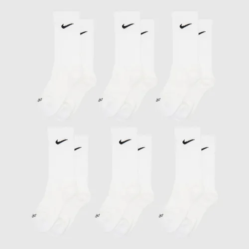 Nike White & Black Crew Socks 6 Pack