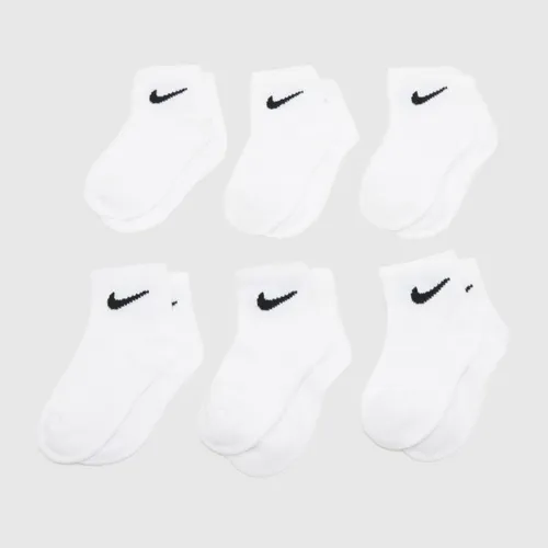 Nike White & Black Kids Quarter Socks 6 Pack