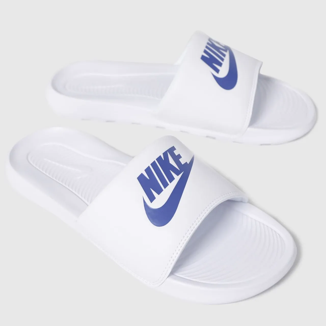 Nike White & Blue Victori One Sandals