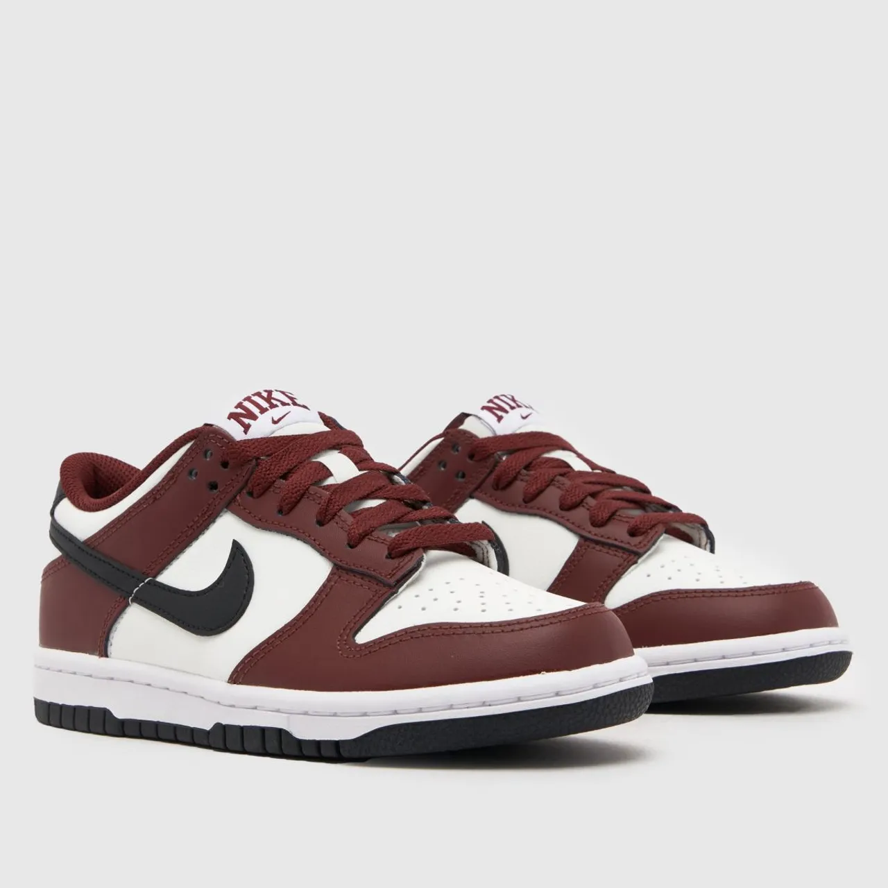 Nike White & Burgundy Dunk low Youth Trainers