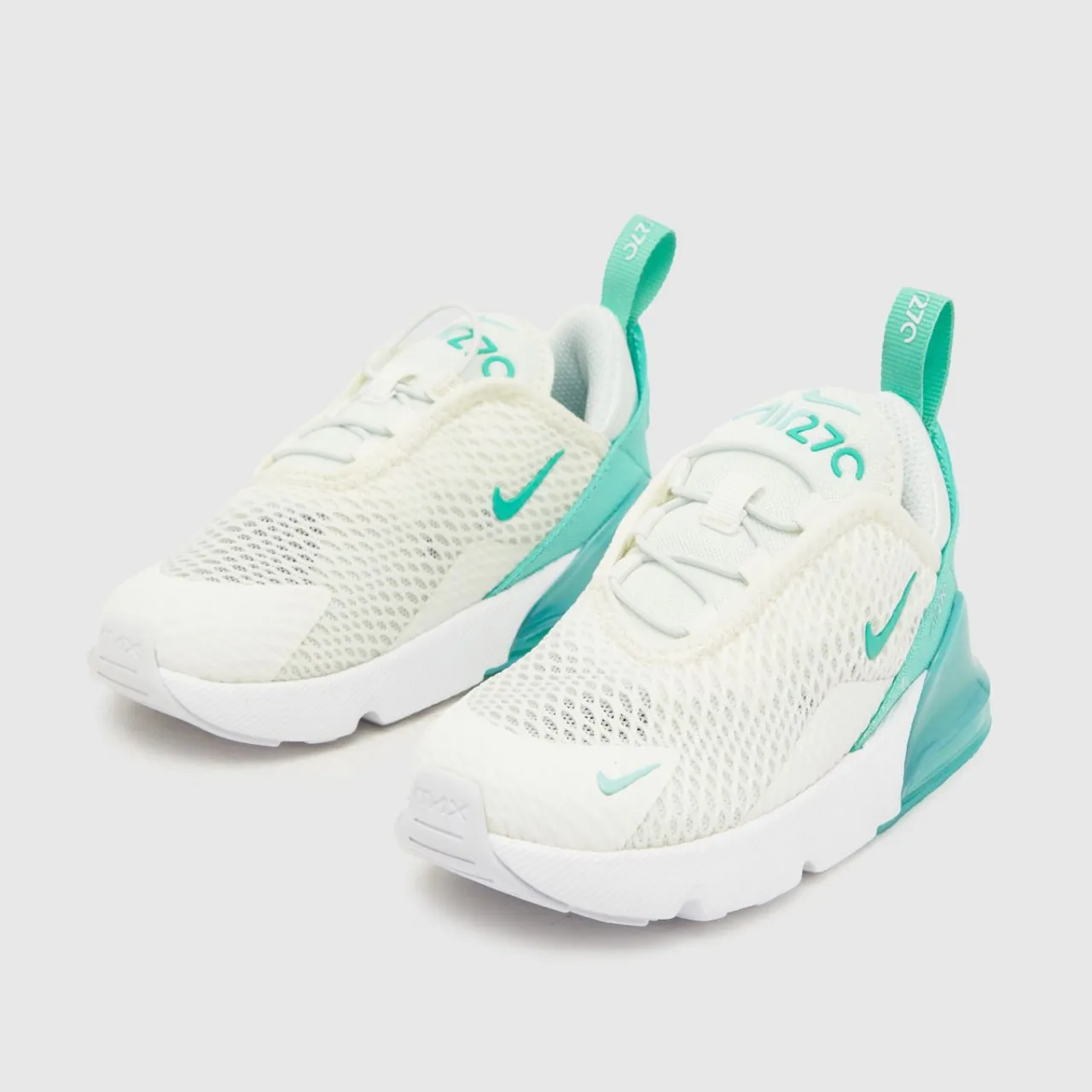 Nike White & Green Air Max 270 Girls Toddler Trainers