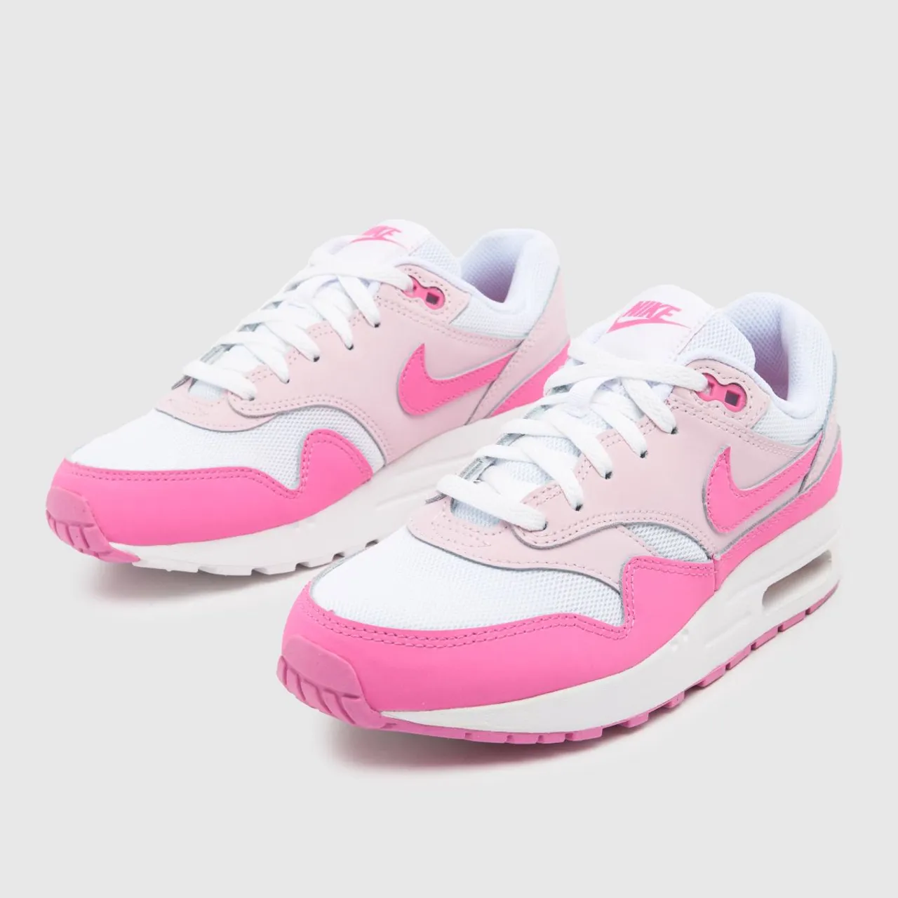 Nike White & Pink air max 1 Girls Youth Trainers