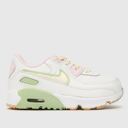 Nike White & Pink Air Max 90 Ltr Se Girls Toddler Trainers
