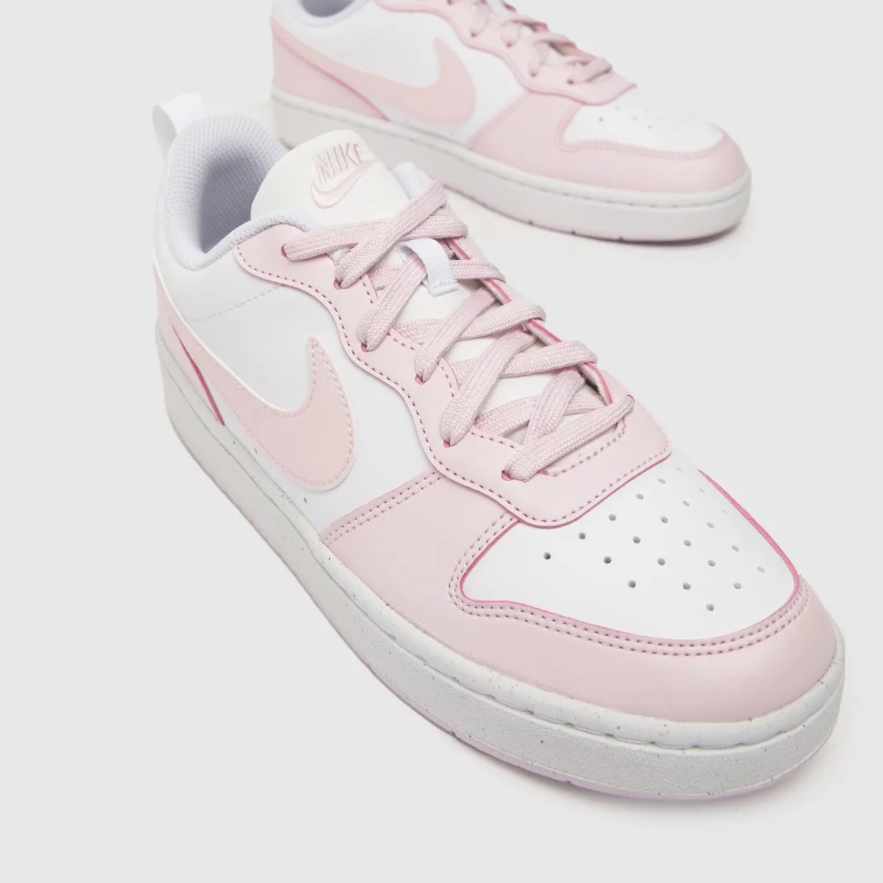 Nike White & Pink Court Borough Low Recraft Girls Youth Trainers