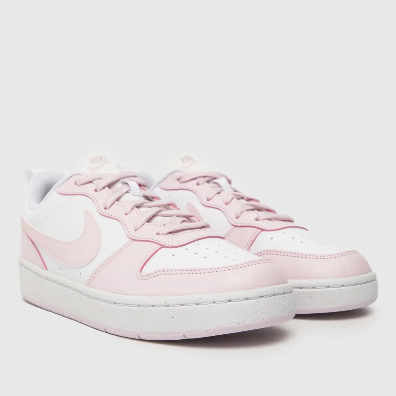 Nike White & Pink Court Borough Low Recraft Girls Youth Trainers