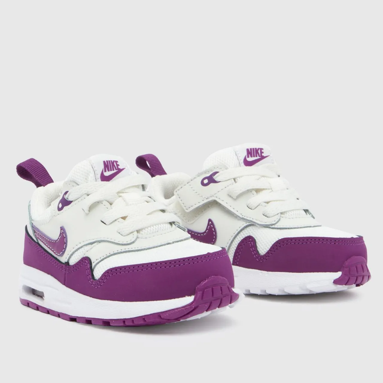 Nike White & Purple air max 1 Easyon Toddler Trainers