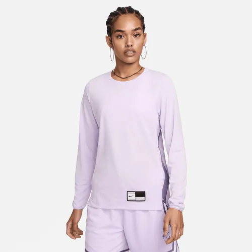 Nike Women's Dri-FIT Long-Sleeve Warm-Up Basketball Top - Purple - Polyester