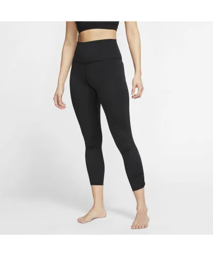 Nike Womens Yoga Black Ruched High Rise Dri-FIT 7/8 Leggings Polyamide