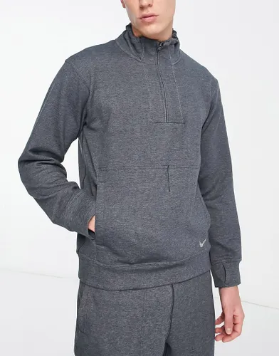 Nike Yoga Restore Dri-FIT fleece quarter zip top in dark grey
