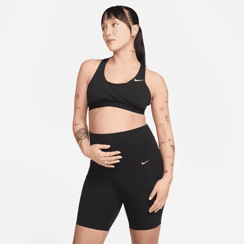 Nike Zenvy (M) Women's Gentle-support High-waisted 20cm (approx.) Biker Shorts with Pockets (Maternity) - Black - Nylon