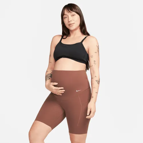 Nike Zenvy (M) Women's Gentle-support High-waisted 20cm (approx.) Biker Shorts with Pockets (Maternity) - Brown - Nylon