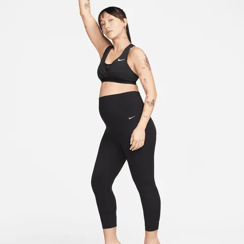 Nike Zenvy (M) Women's Gentle-Support High-Waisted 7/8 Leggings with Pockets (Maternity) - Black - Nylon