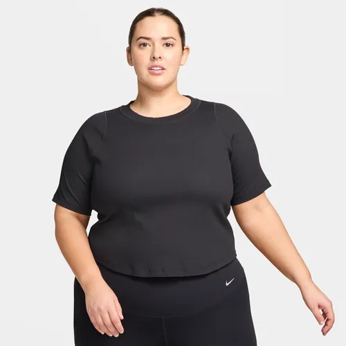 Nike Zenvy Rib Women's Dri-FIT Short-Sleeve Cropped Top - Black - Nylon