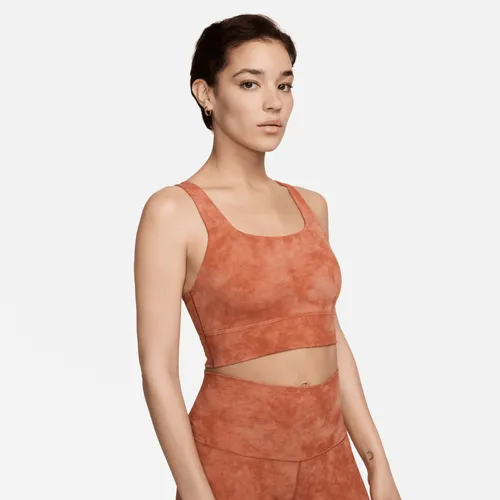 Nike Zenvy Tie-Dye Women's Medium-Support Padded Longline Sports Bra - Orange - Polyester