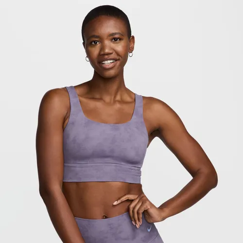 Nike Zenvy Tie-Dye Women's Medium-Support Padded Longline Sports Bra - Purple - Polyester